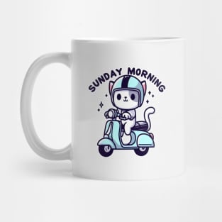 Sunday morning - cat ride scooter Mug